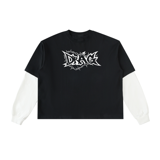 Legalize Wheelies Layered Contrast Sleeve Cotton T-Shirt