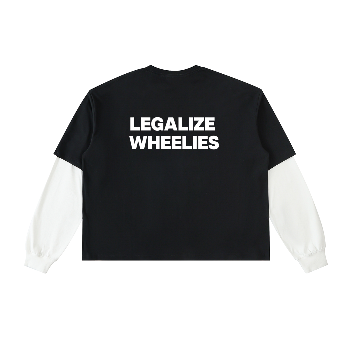 Legalize Wheelies Layered Contrast Sleeve Cotton T-Shirt